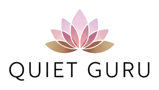 Quiet Guru lotus logo in rose and gold
